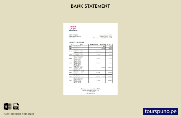 listo para imprimir plantilla de Excel de extracto bancario de inversión de los 